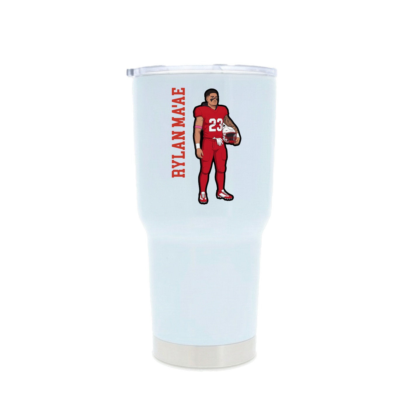 30oz Stainless Steel Tumbler — Name Vertical in White