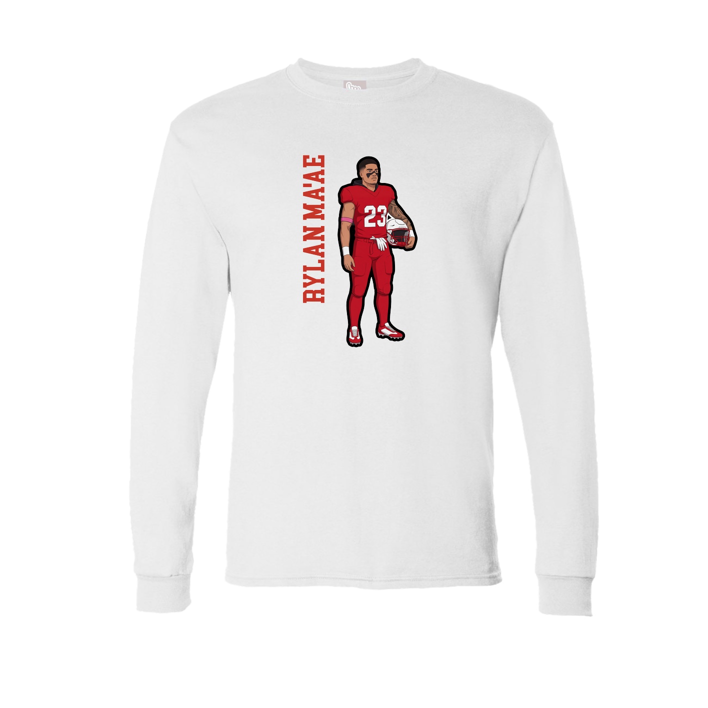 Long Sleeve Tee — Name Vertical in White
