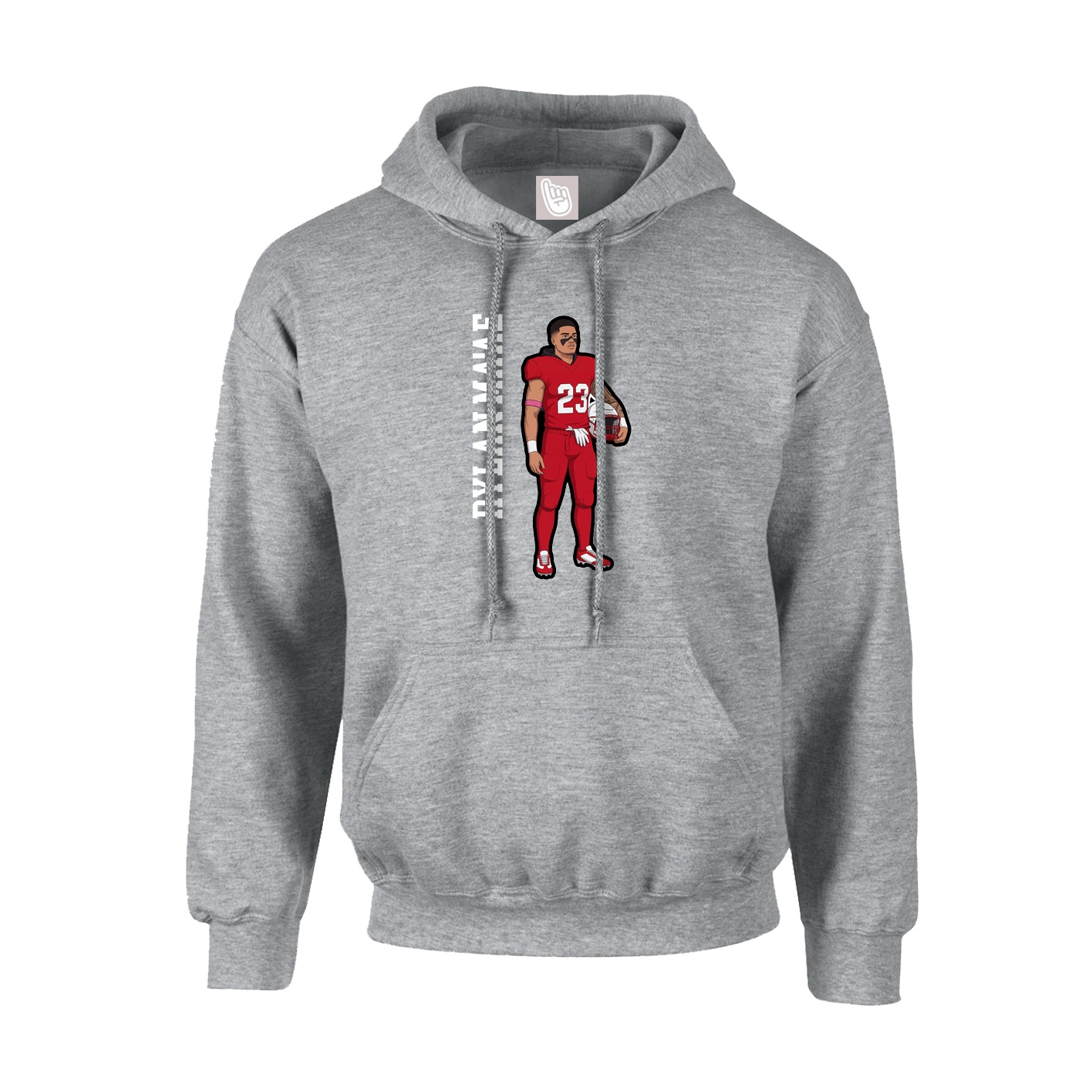 Youth Hoodie — Name Vertical in Grey