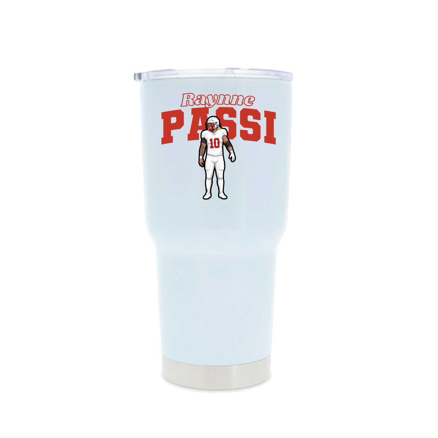 30oz Stainless Steel Tumbler — Name Arch in White
