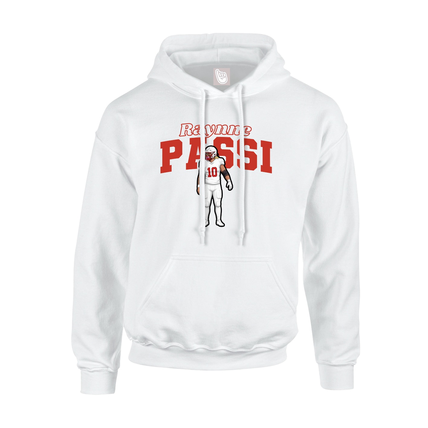 Youth Hoodie — Name Arch in White