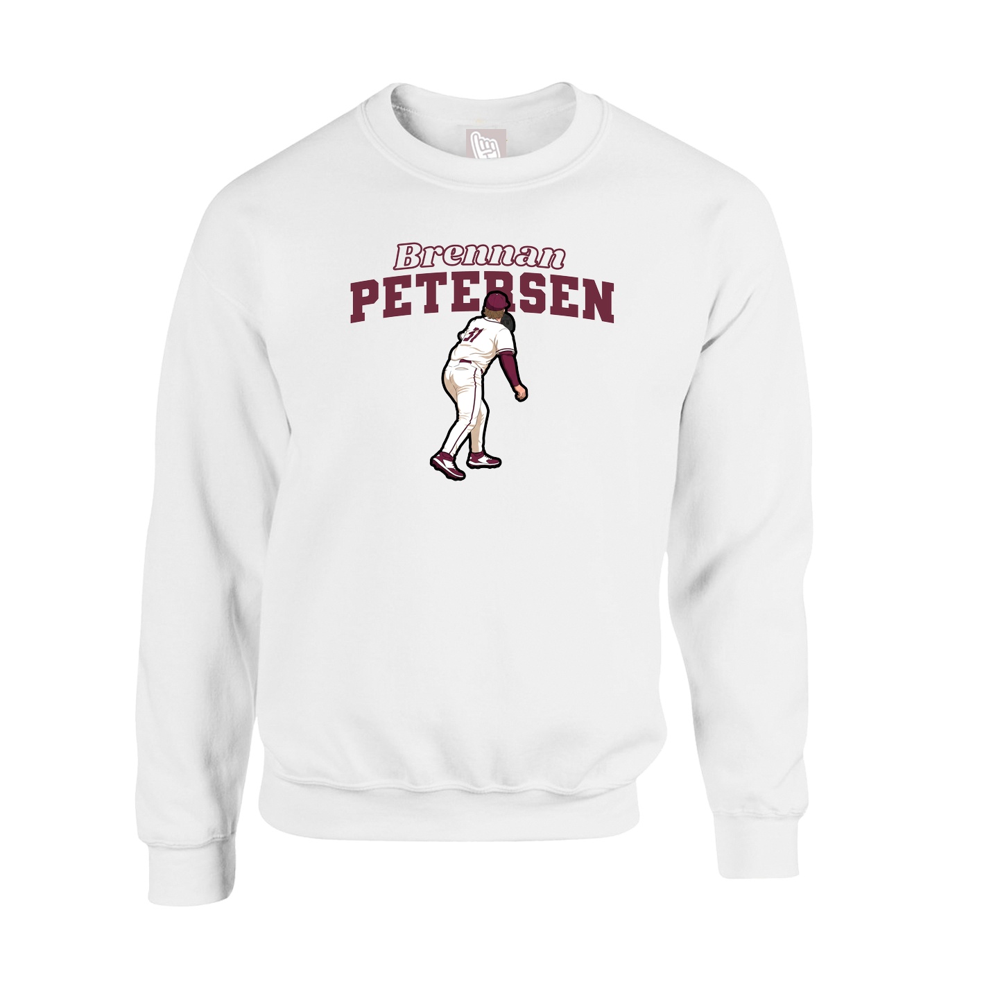 Fleece Crew — Name Arch in White
