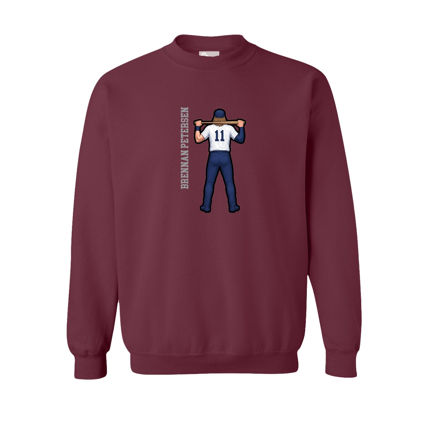 Fleece Crew — Name Vertical in Maroon