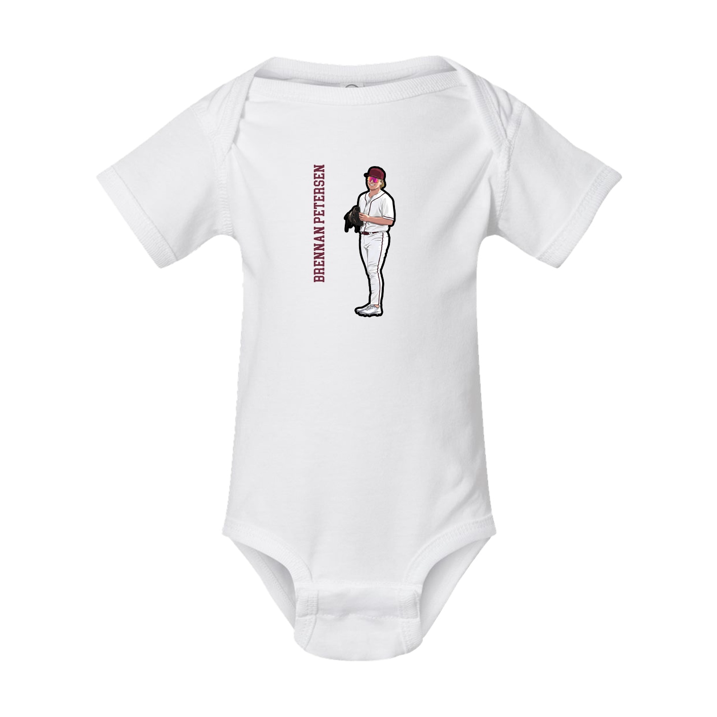 Baby Onesie — Name Vertical in White