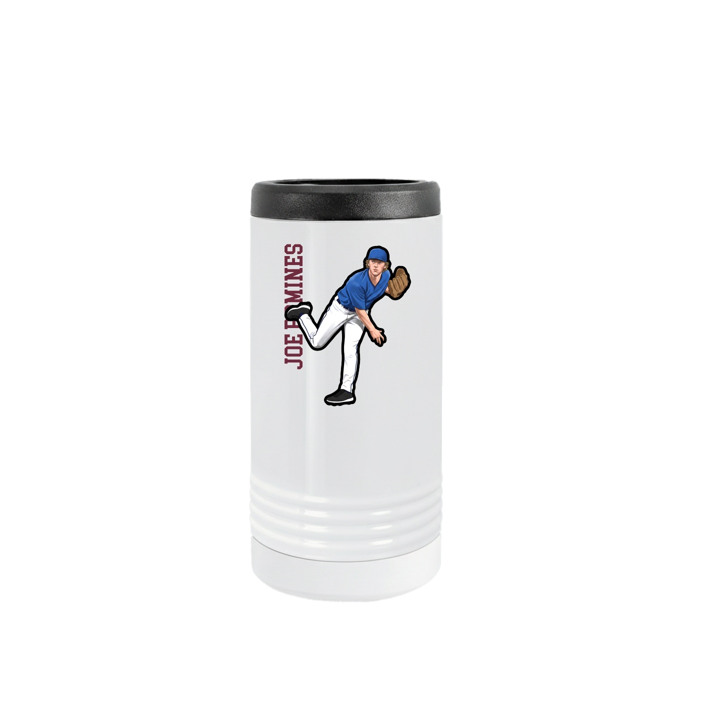 Slim Beverage Holder — Name Vertical in White