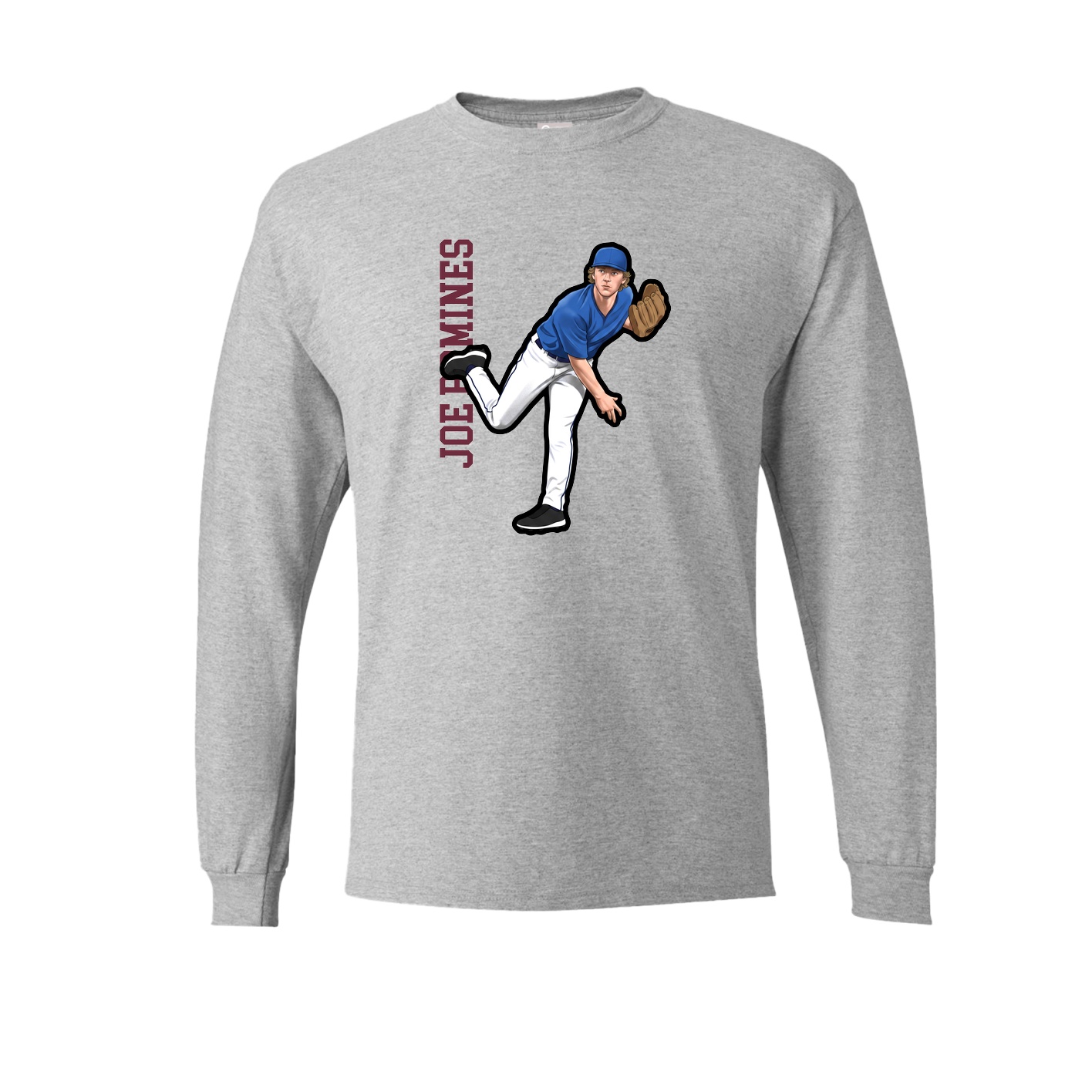 Long Sleeve Tee — Name Vertical in Grey