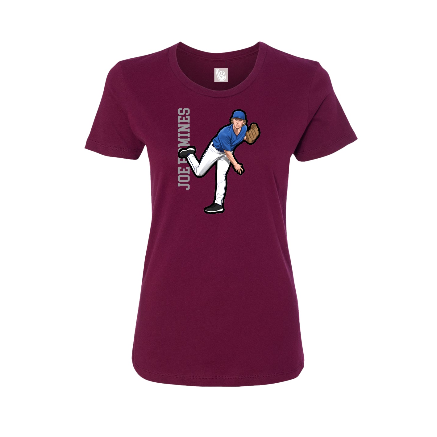 Fitted Women's Tee — Name Vertical in Maroon