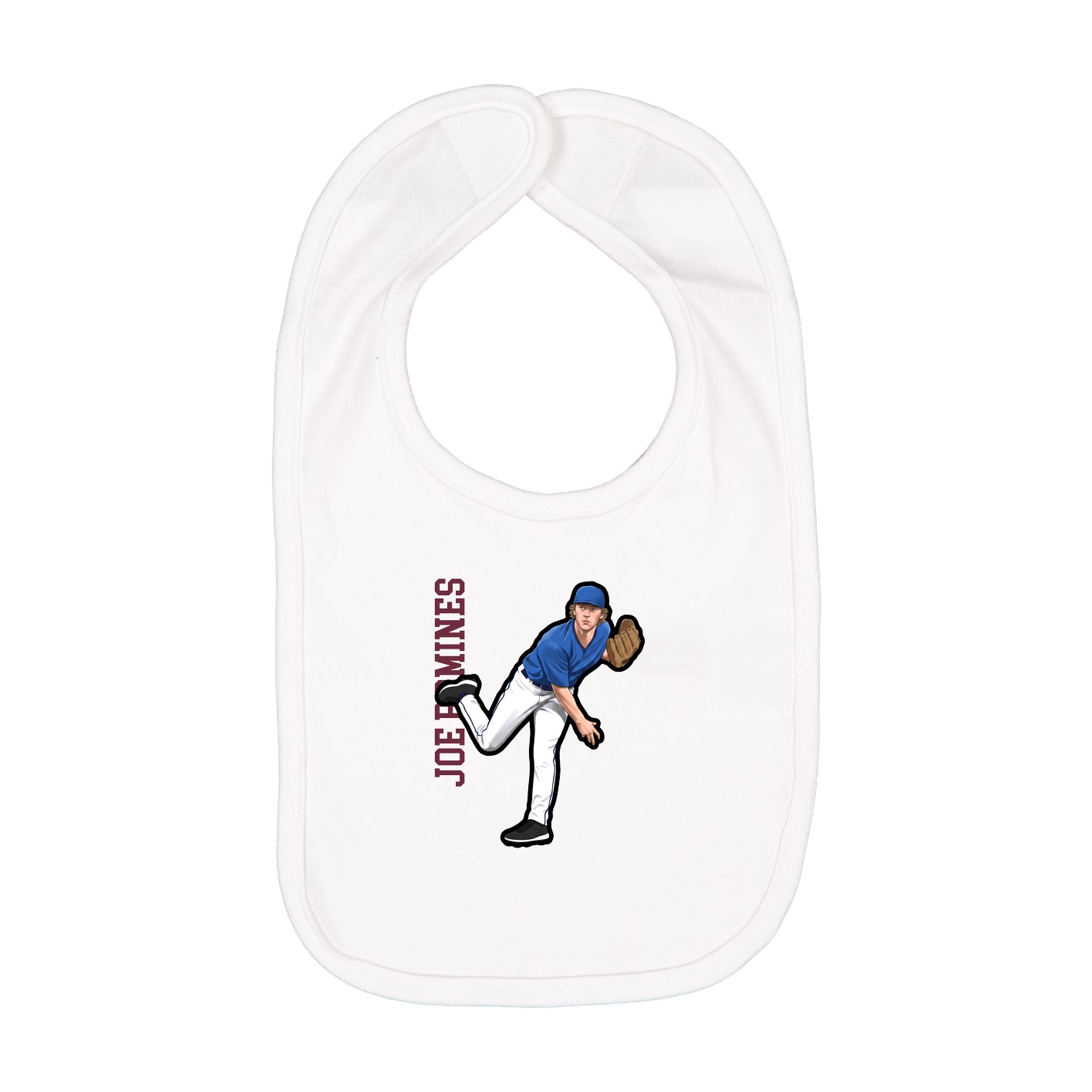 Infant Bib — Name Vertical in White