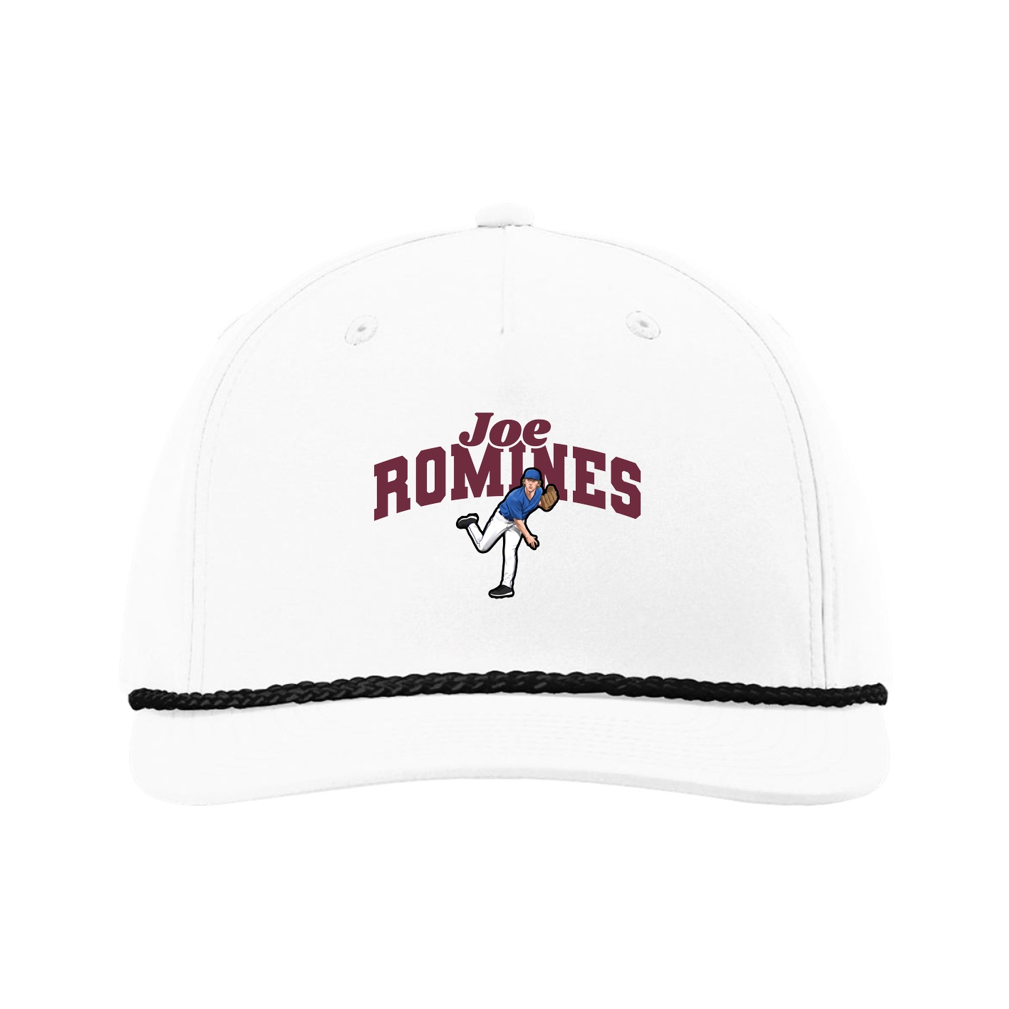 Five-Panel Classic Rope Cap — Signature Arch in White