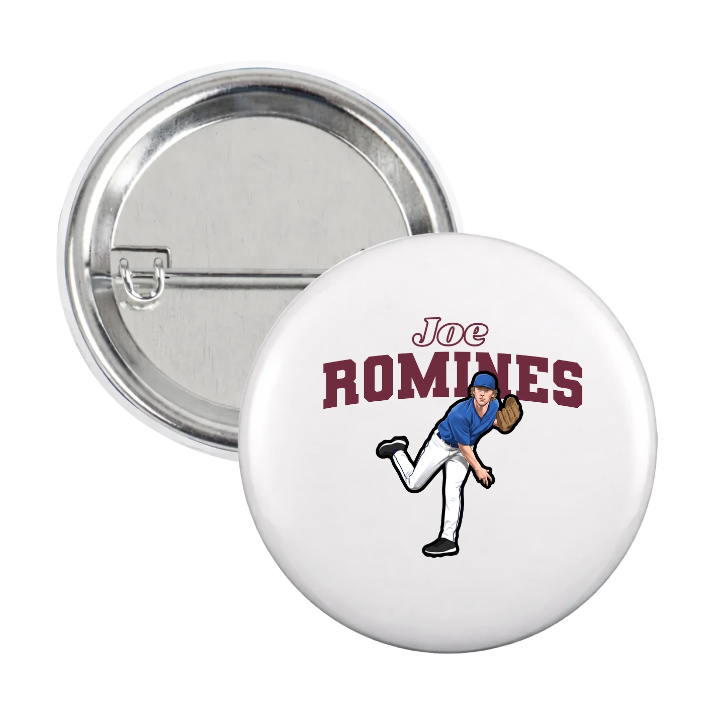 Game Day Button — Name Arch in White