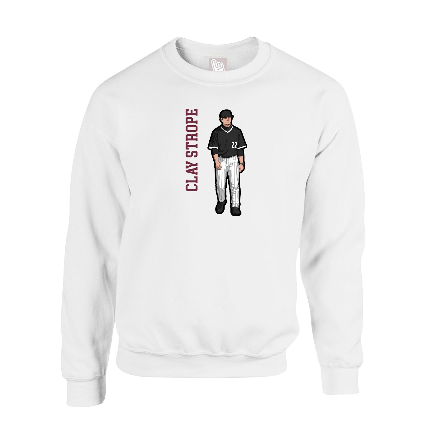 Fleece Crew — Name Vertical in White