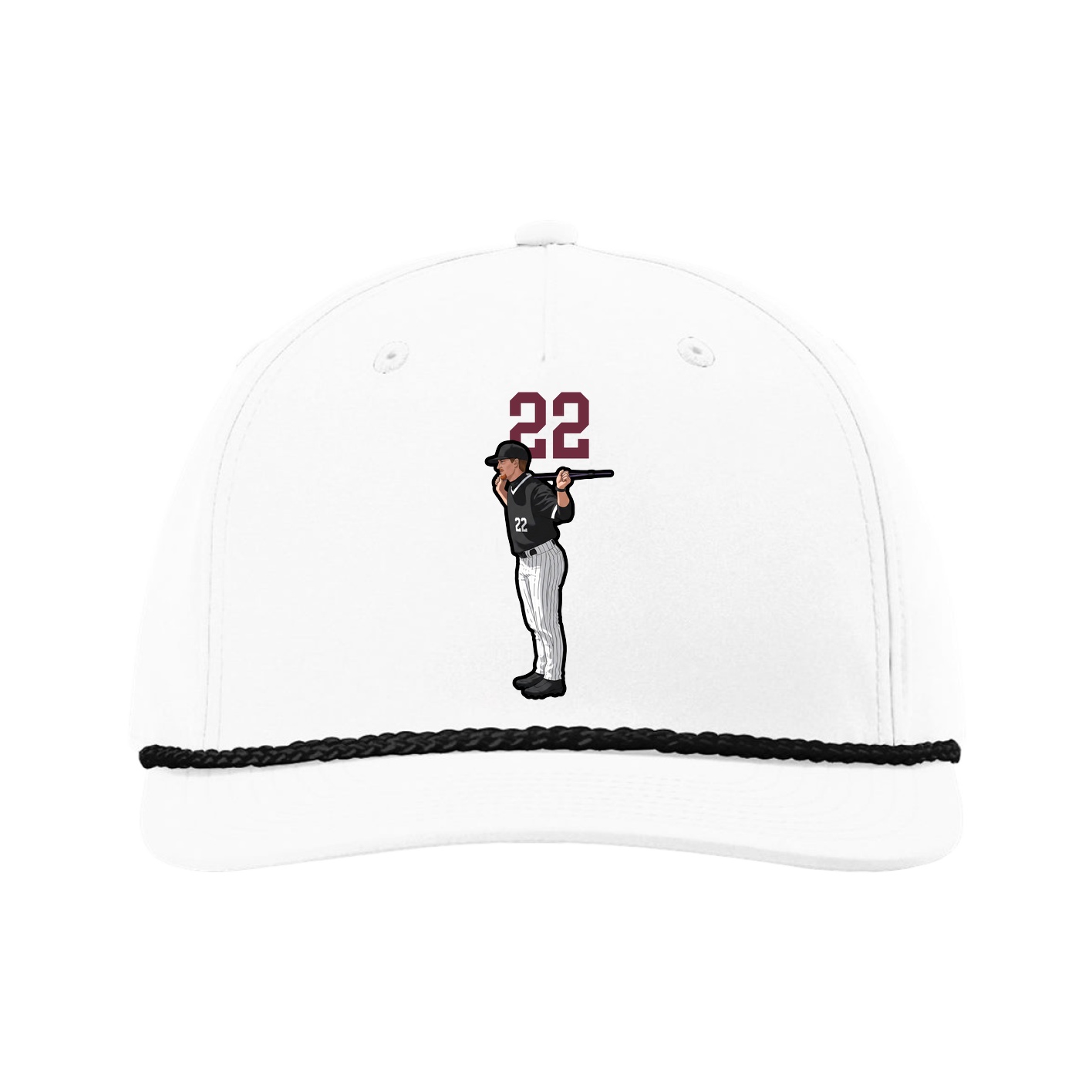 Five-Panel Classic Rope Cap — Number Top in White