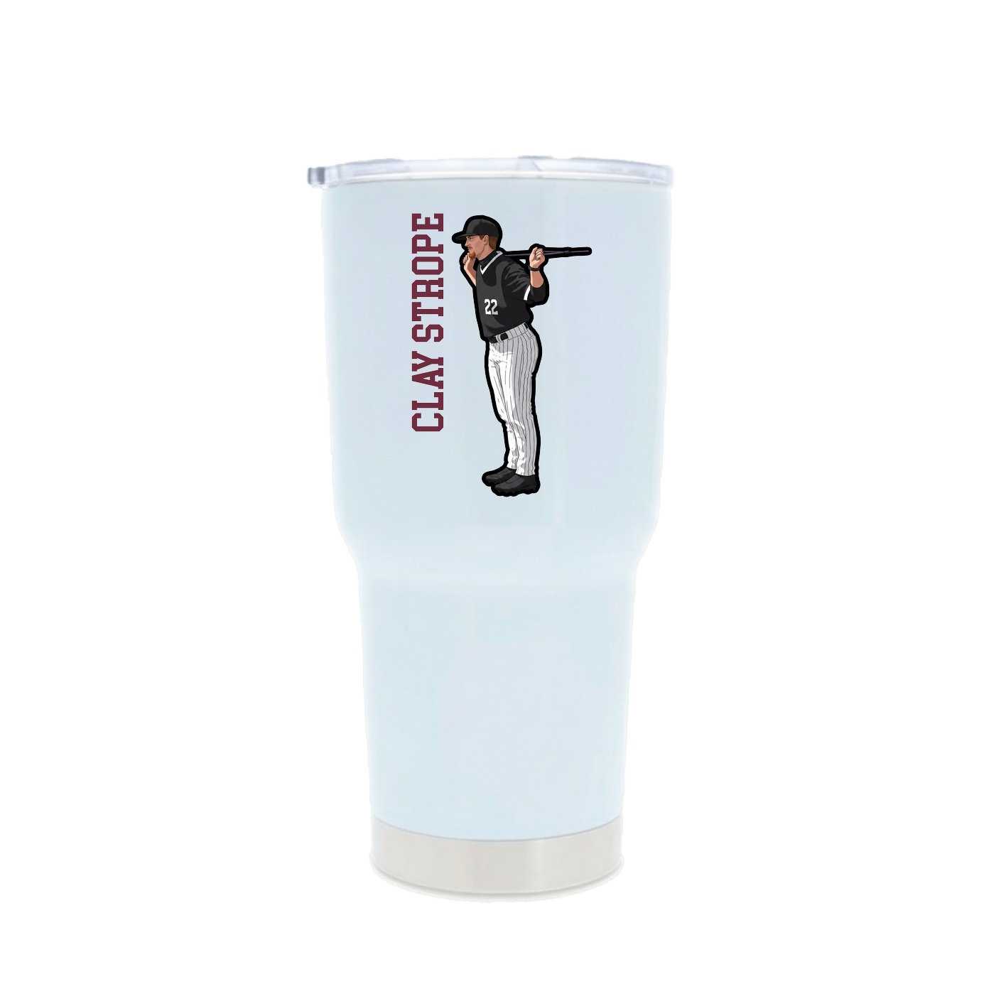 30oz Stainless Steel Tumbler — Name Vertical in White