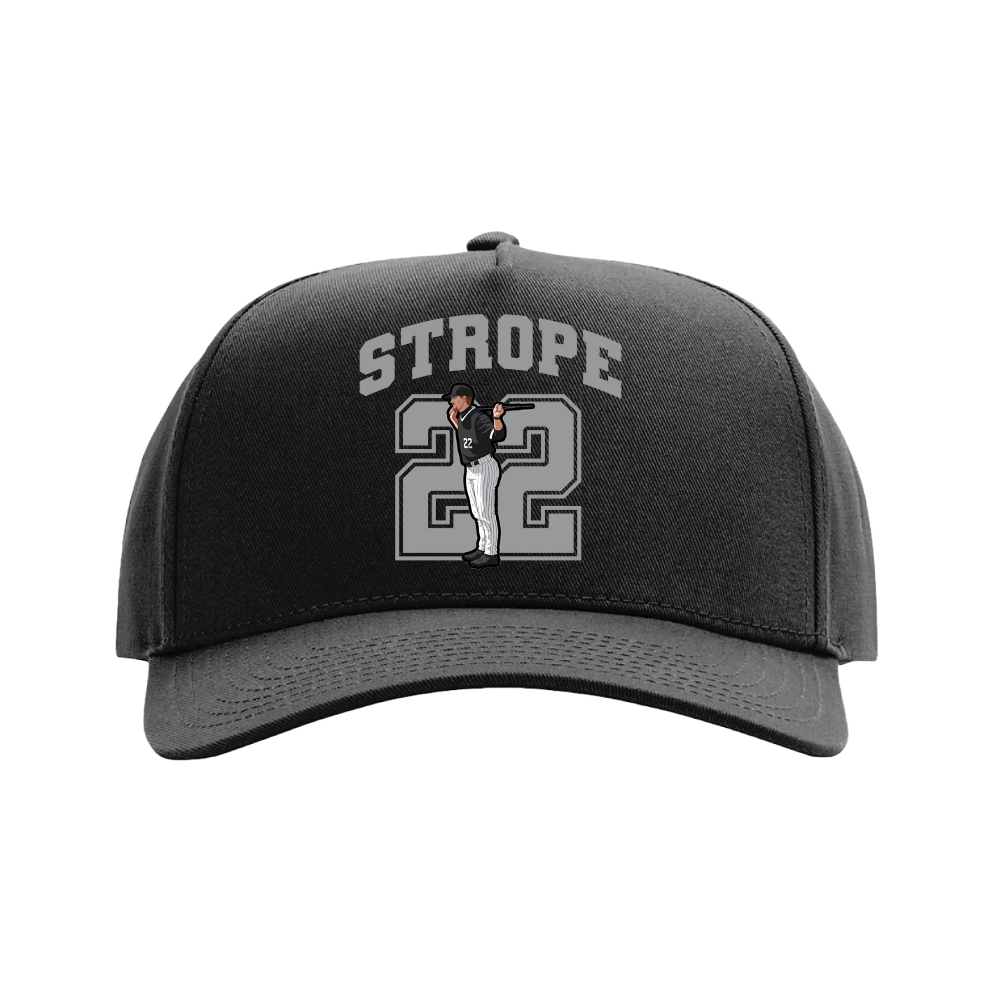 Full Fabric Five-Panel Champ Cap — Number in Black