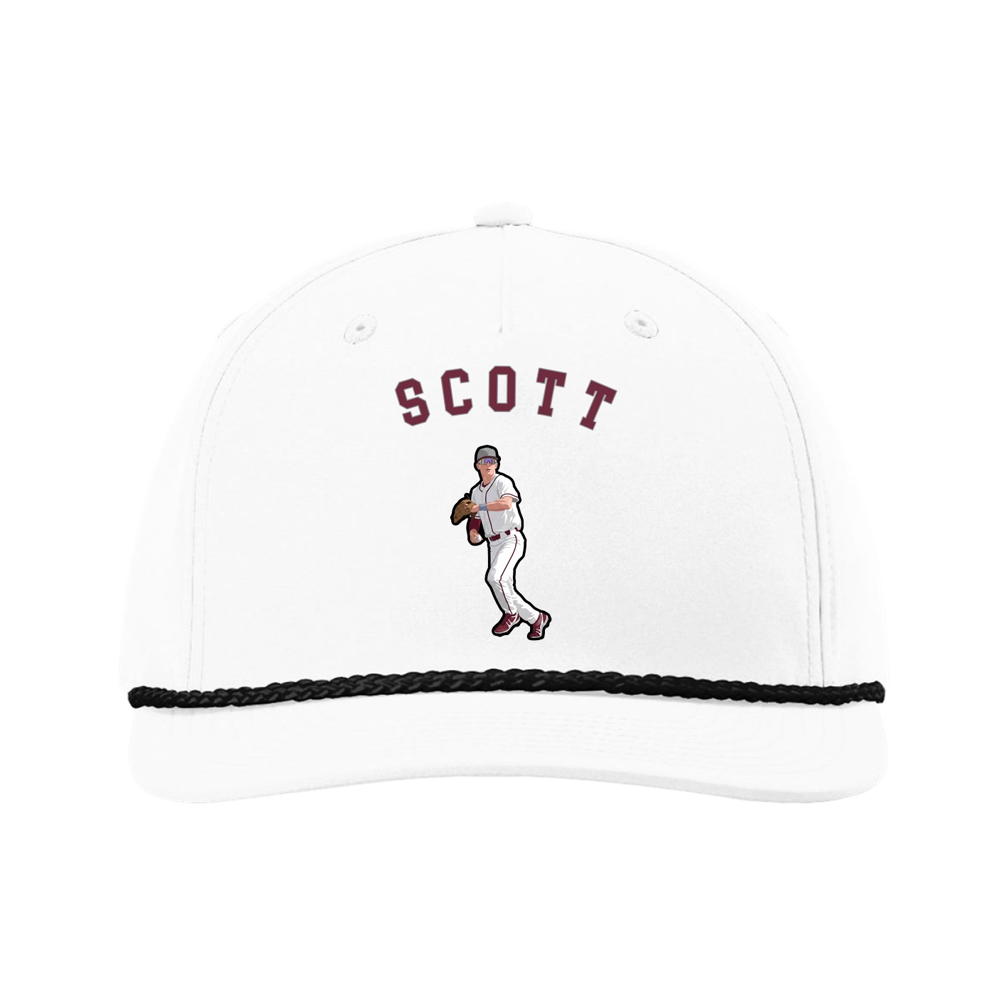 Five-Panel Classic Rope Cap — Shirsey Arch in White