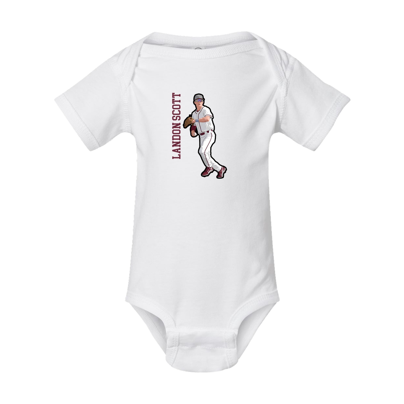 Baby Onesie — Name Vertical in White