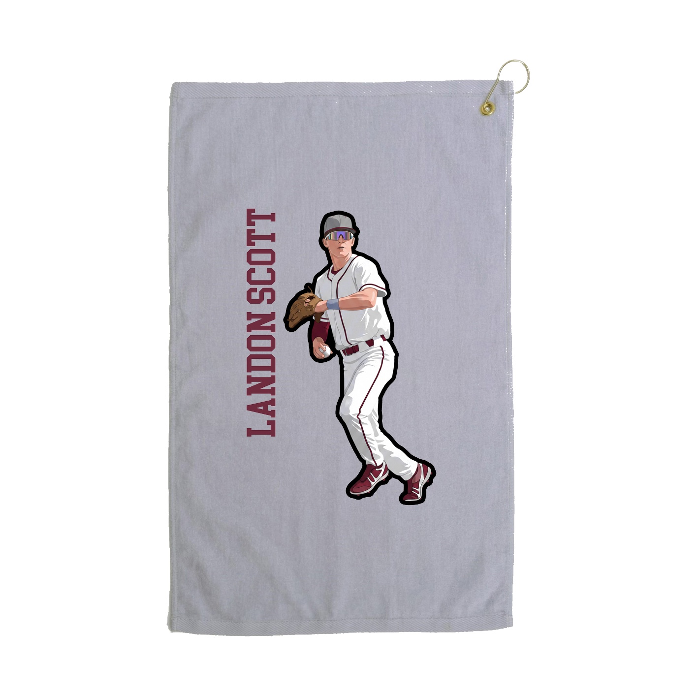 Golf Towel — Name Vertical in Grey
