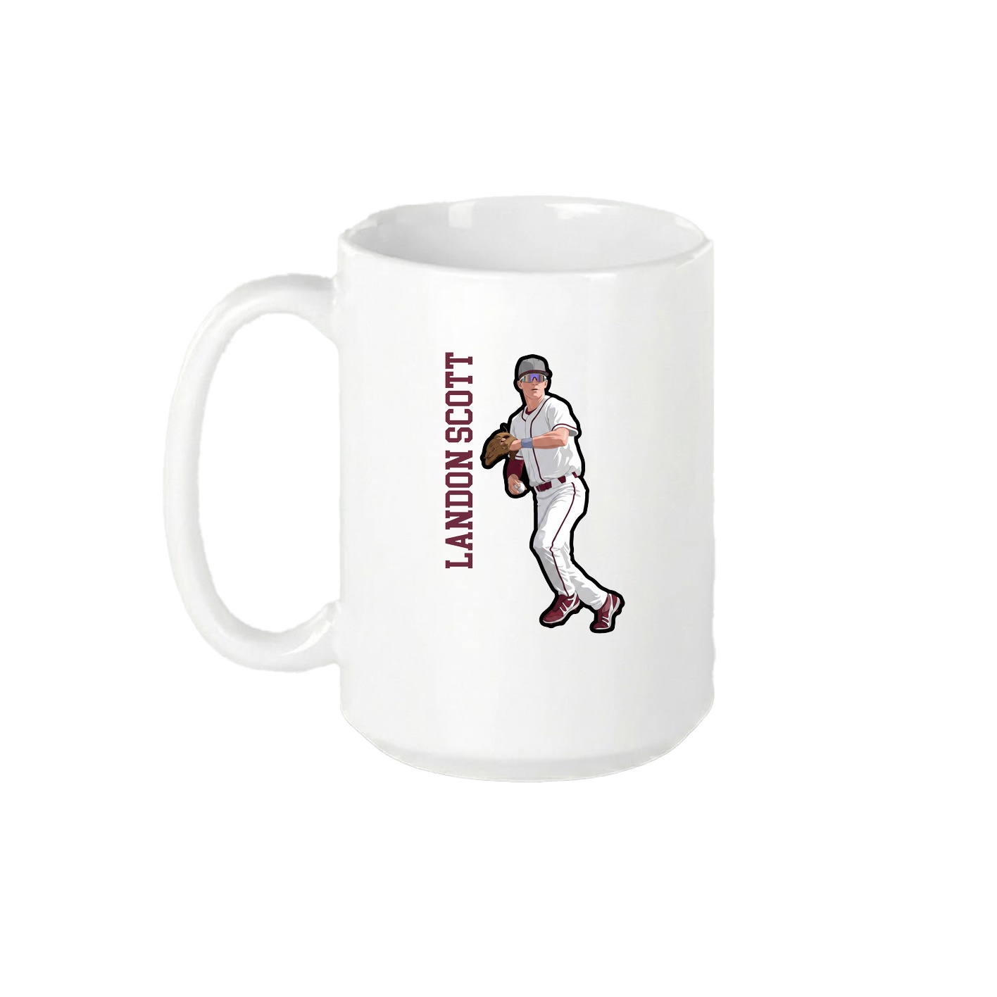 15oz Coffee Mug — Name Vertical in White