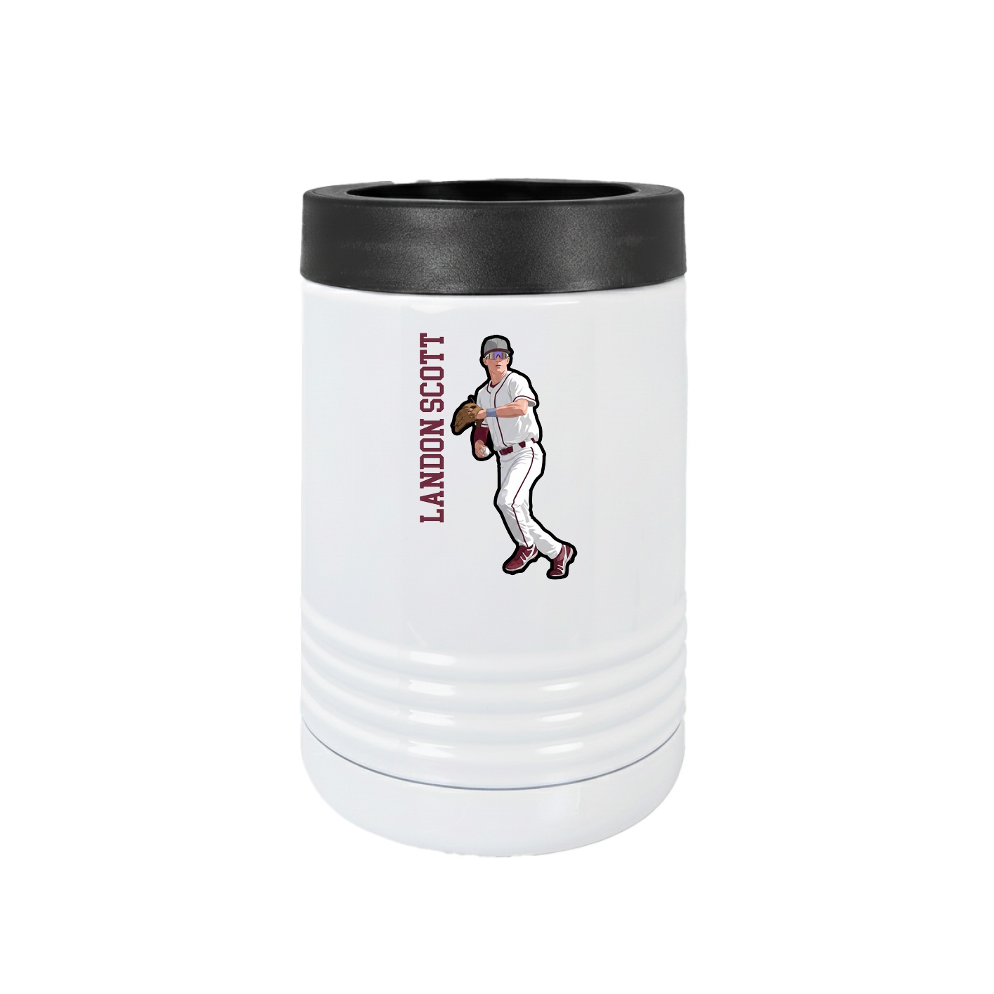 Beverage Holder — Name Vertical in White