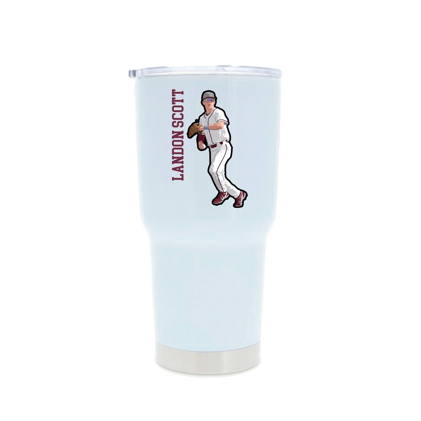 30oz Stainless Steel Tumbler — Name Vertical in White