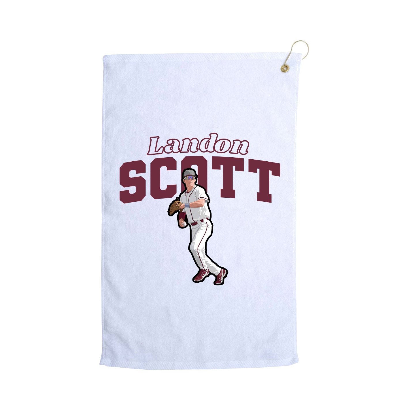 Golf Towel — Name Arch in White