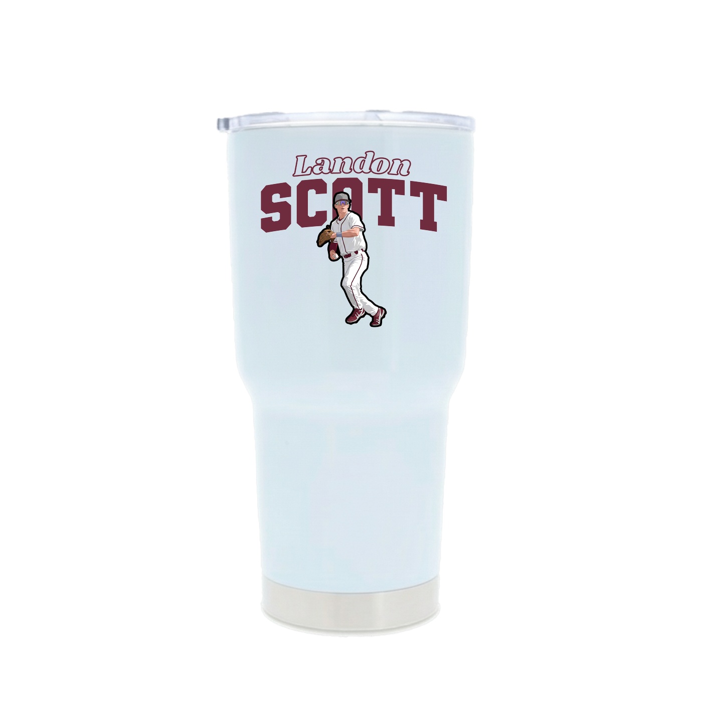 30oz Stainless Steel Tumbler — Name Arch in White