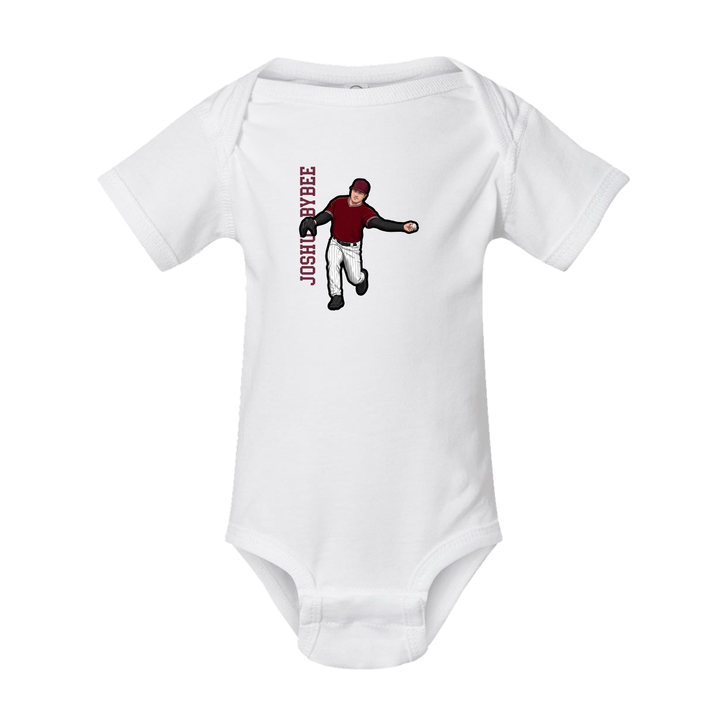 Baby Onesie — Name Vertical in White