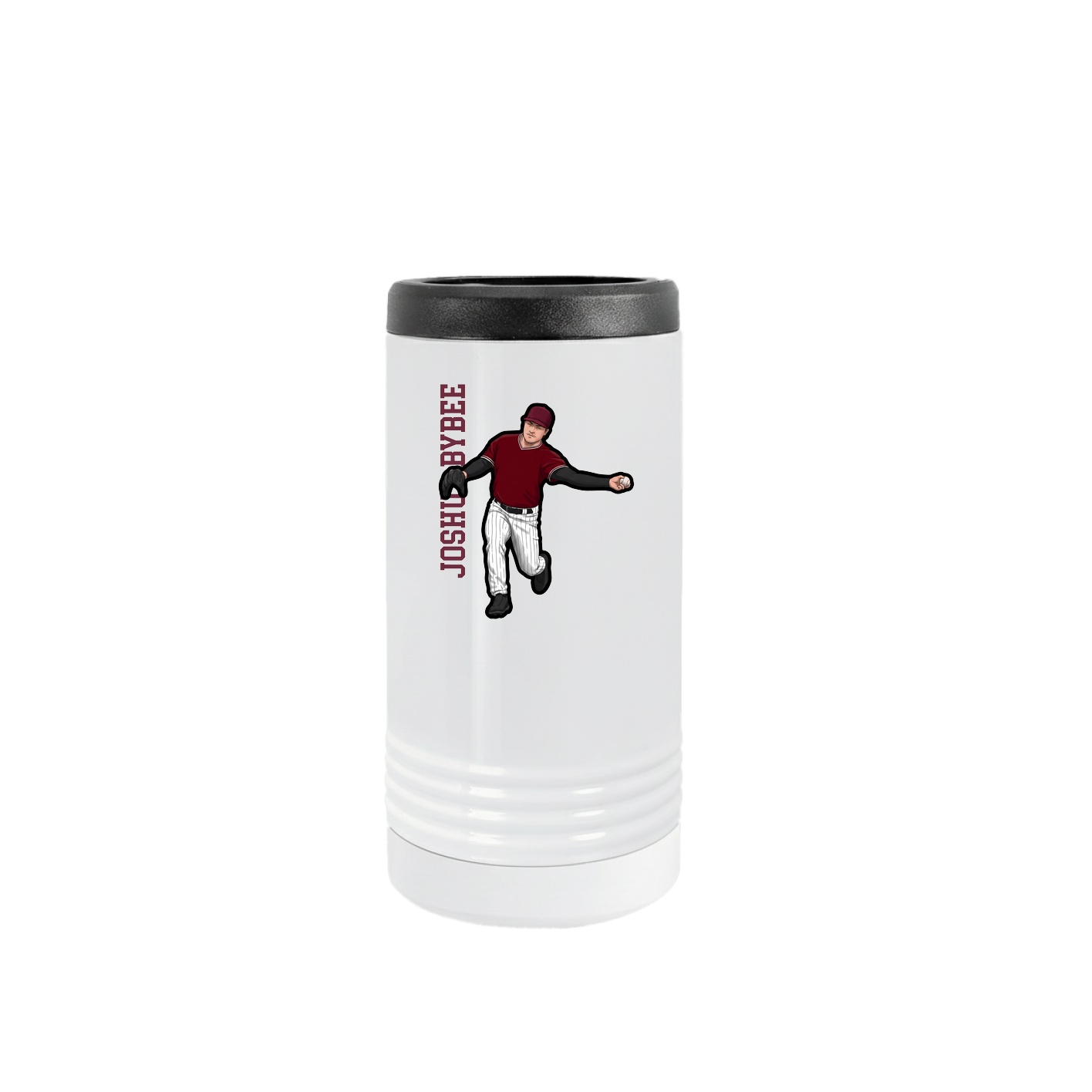 Slim Beverage Holder — Name Vertical in White