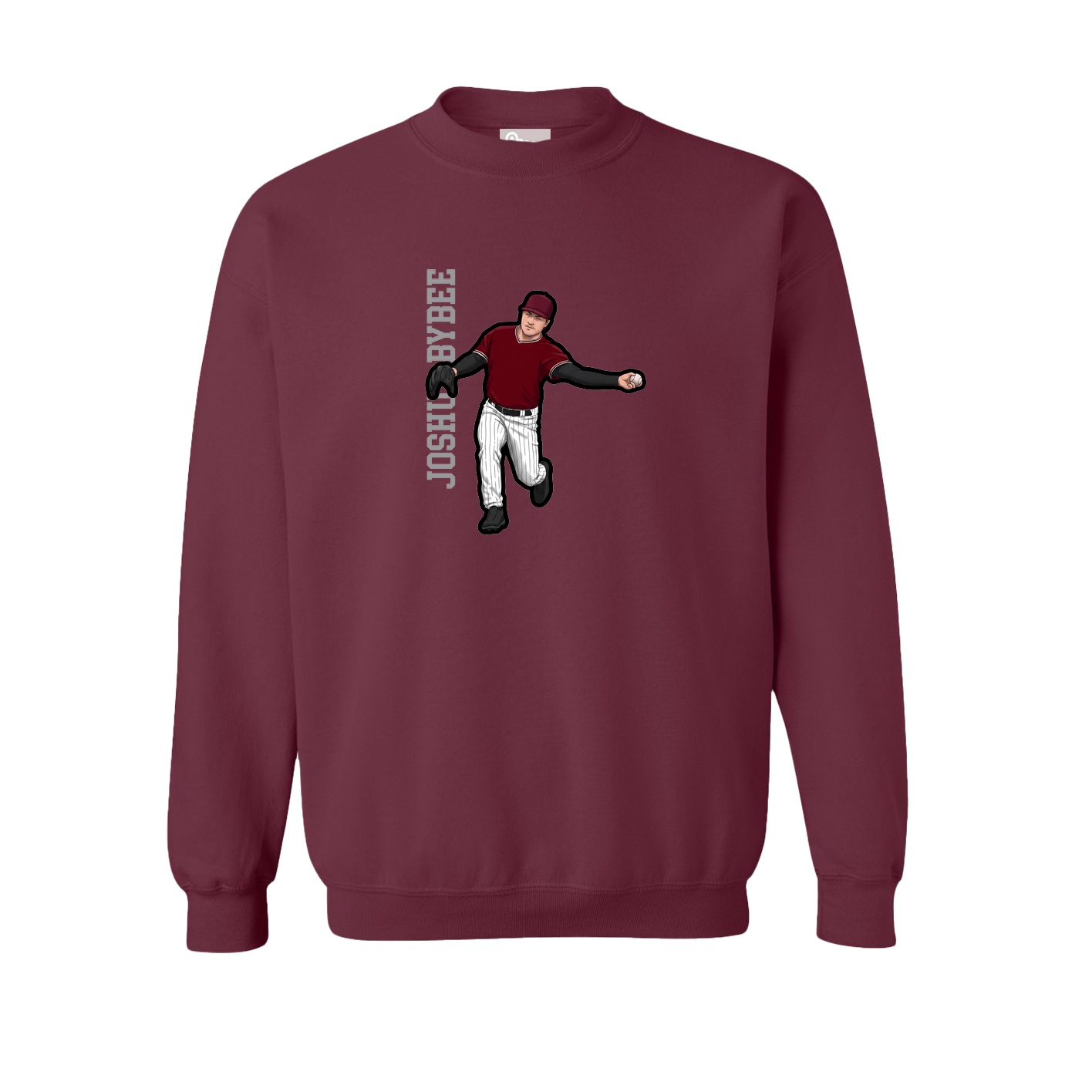 Fleece Crew — Name Vertical in Maroon