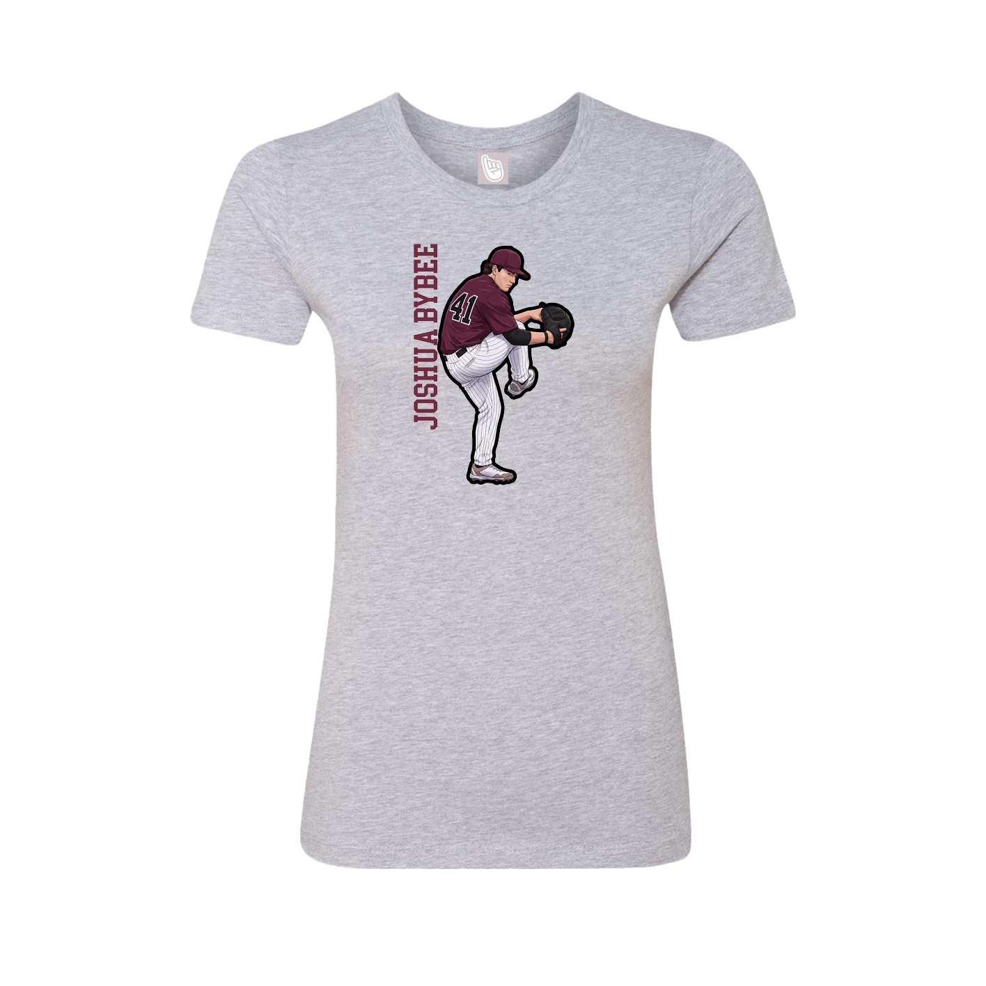 Fitted Women's Tee — Name Vertical in Grey