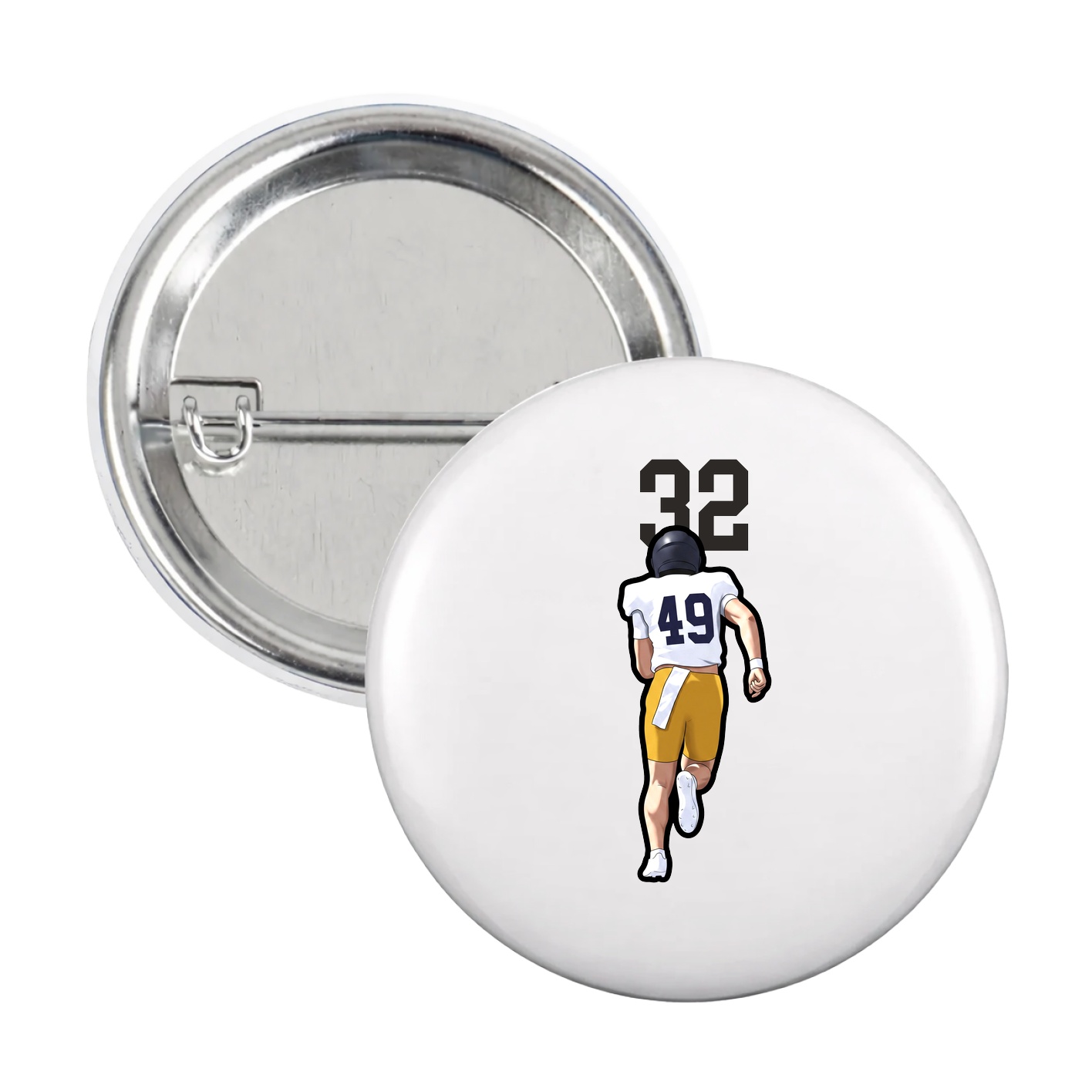 Game Day Button — Number Top in White