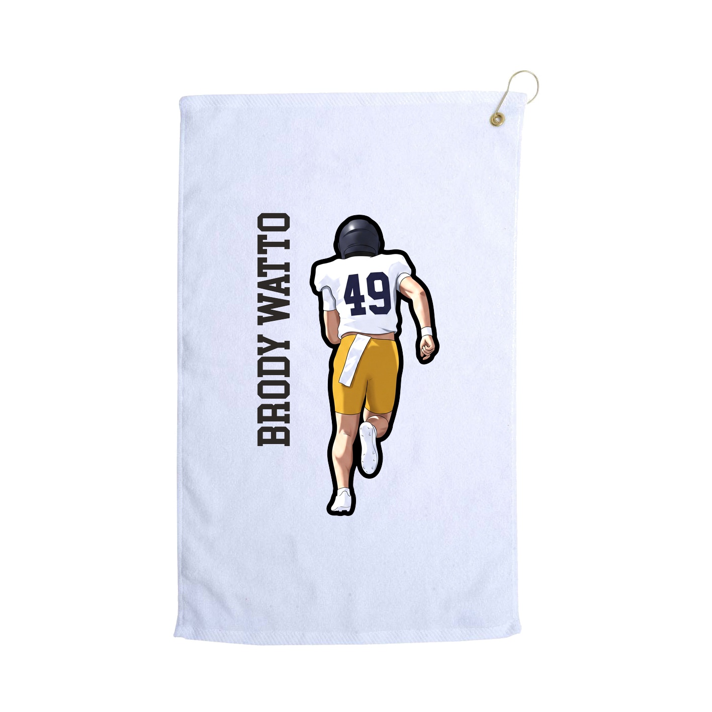 Golf Towel — Name Vertical in White
