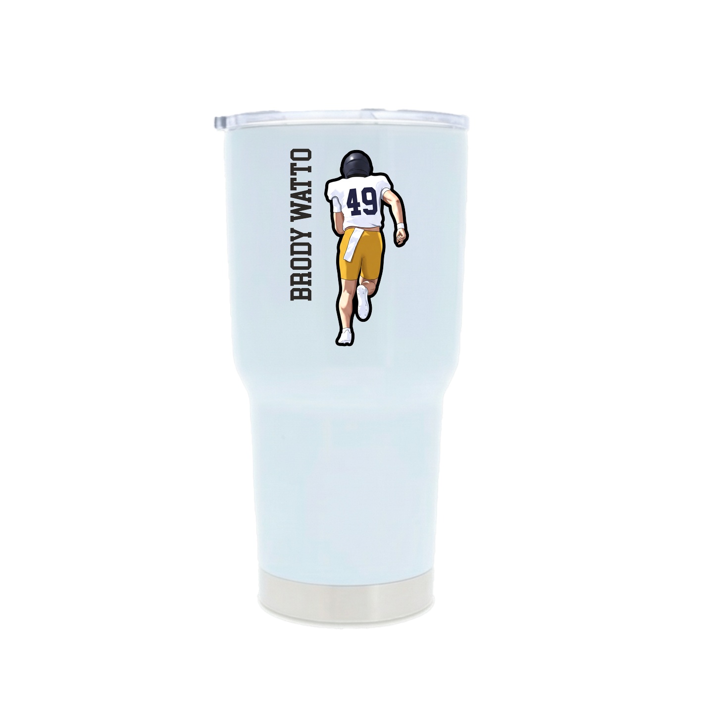 30oz Stainless Steel Tumbler — Name Vertical in White