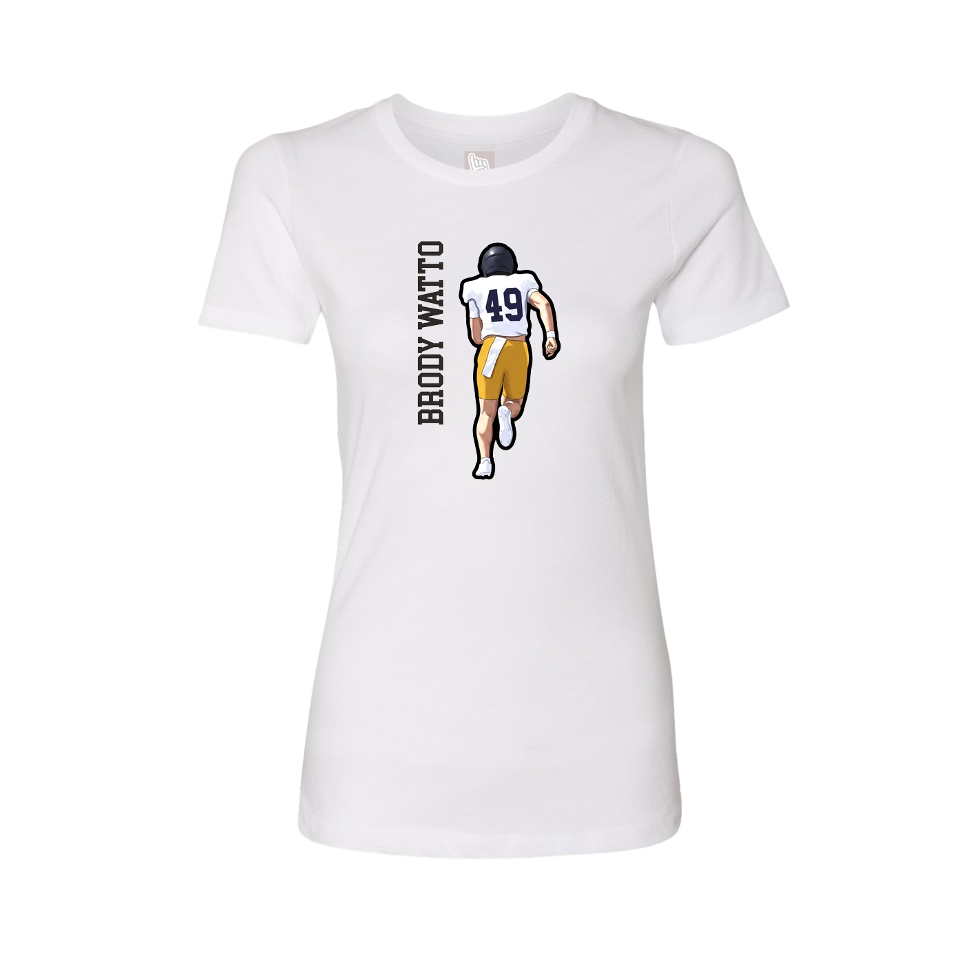 Fitted Women's Tee — Name Vertical in White