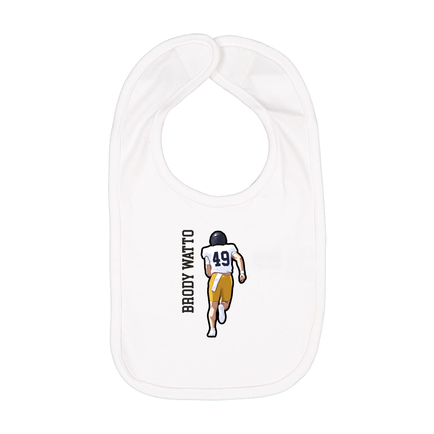 Infant Bib — Name Vertical in White