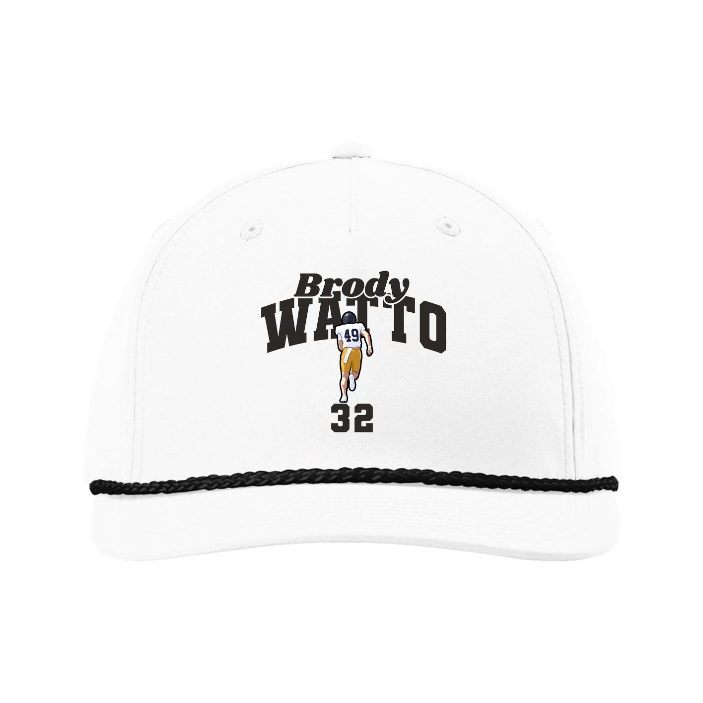 Five-Panel Classic Rope Cap — Signature Arch in White