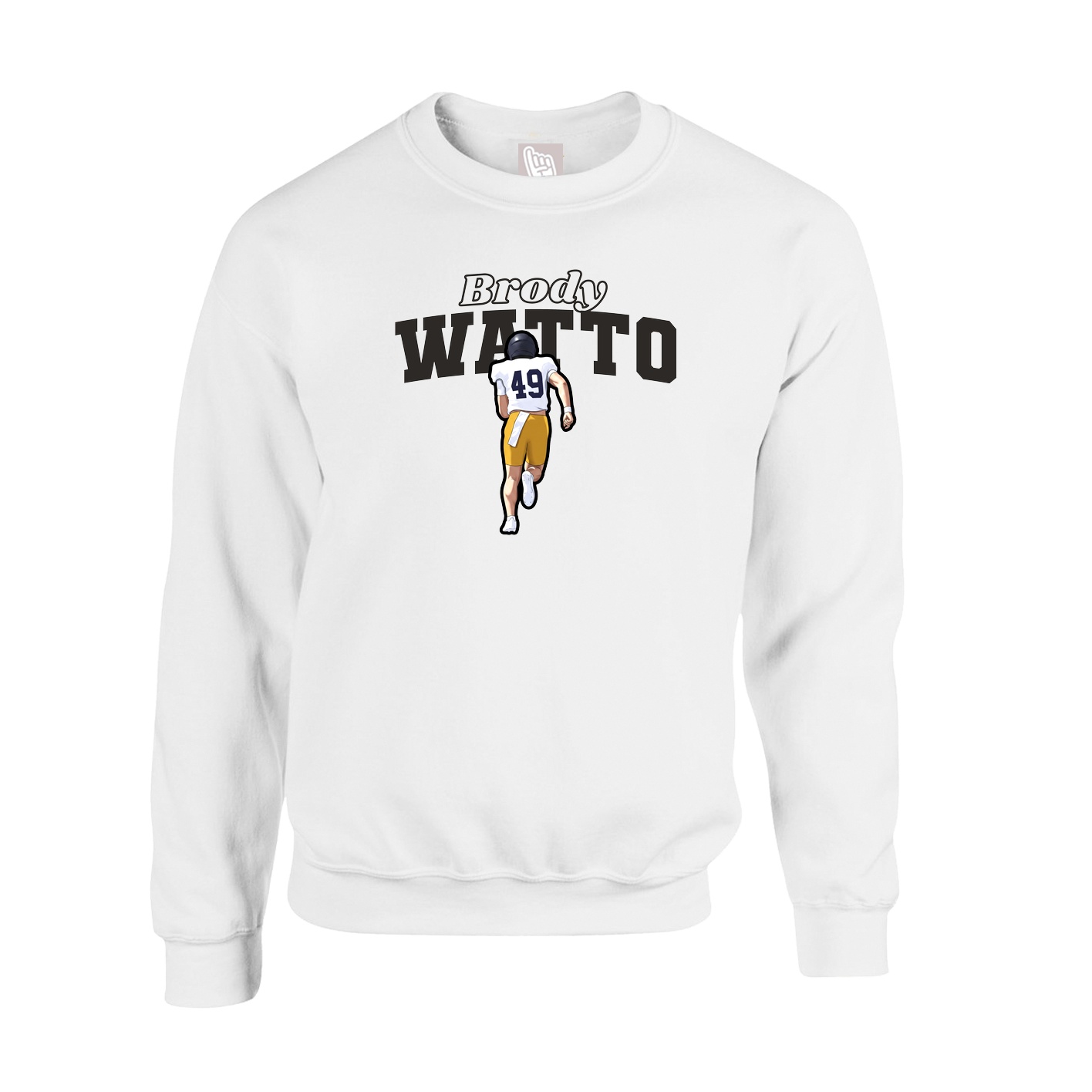 Fleece Crew — Name Arch in White