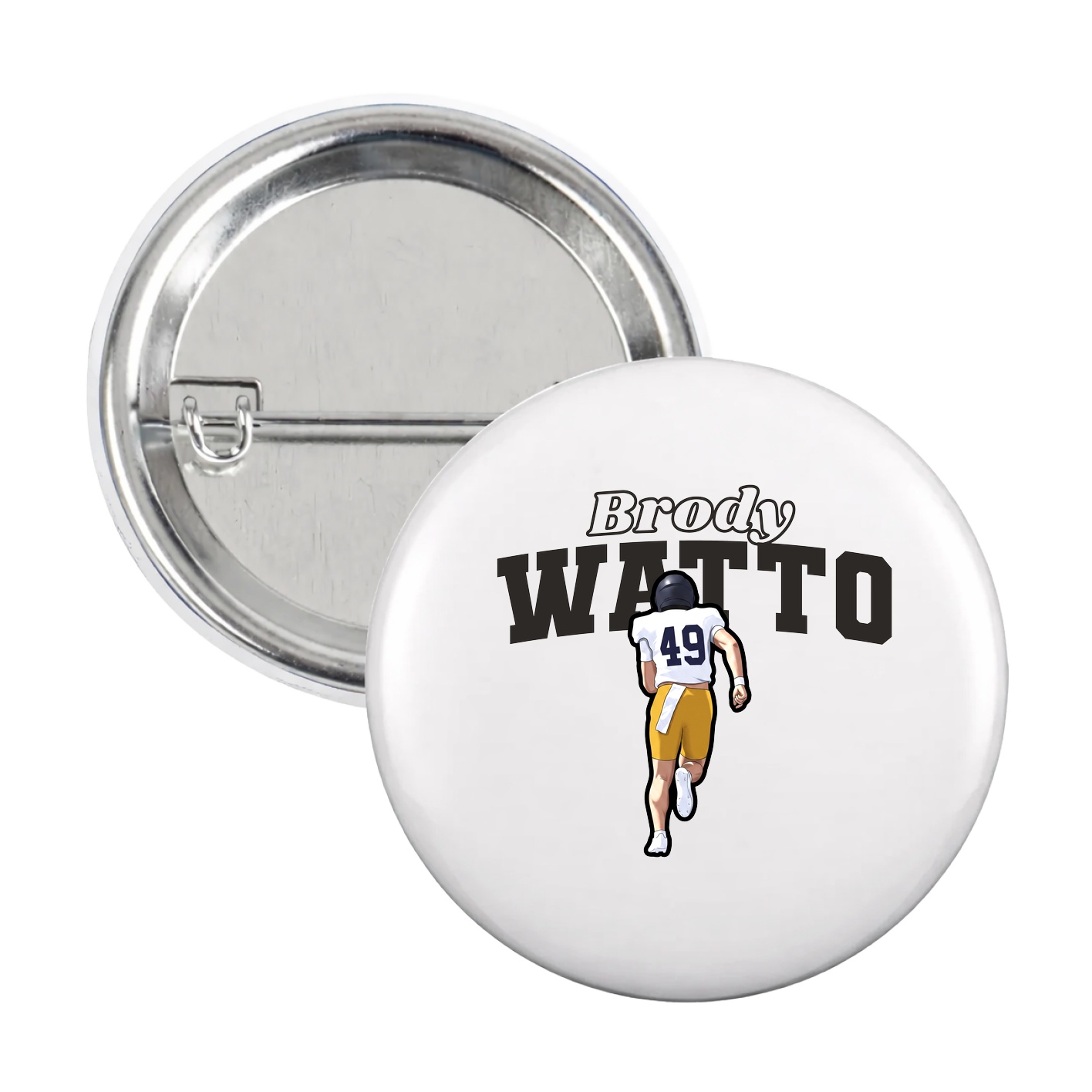 Game Day Button — Name Arch in White