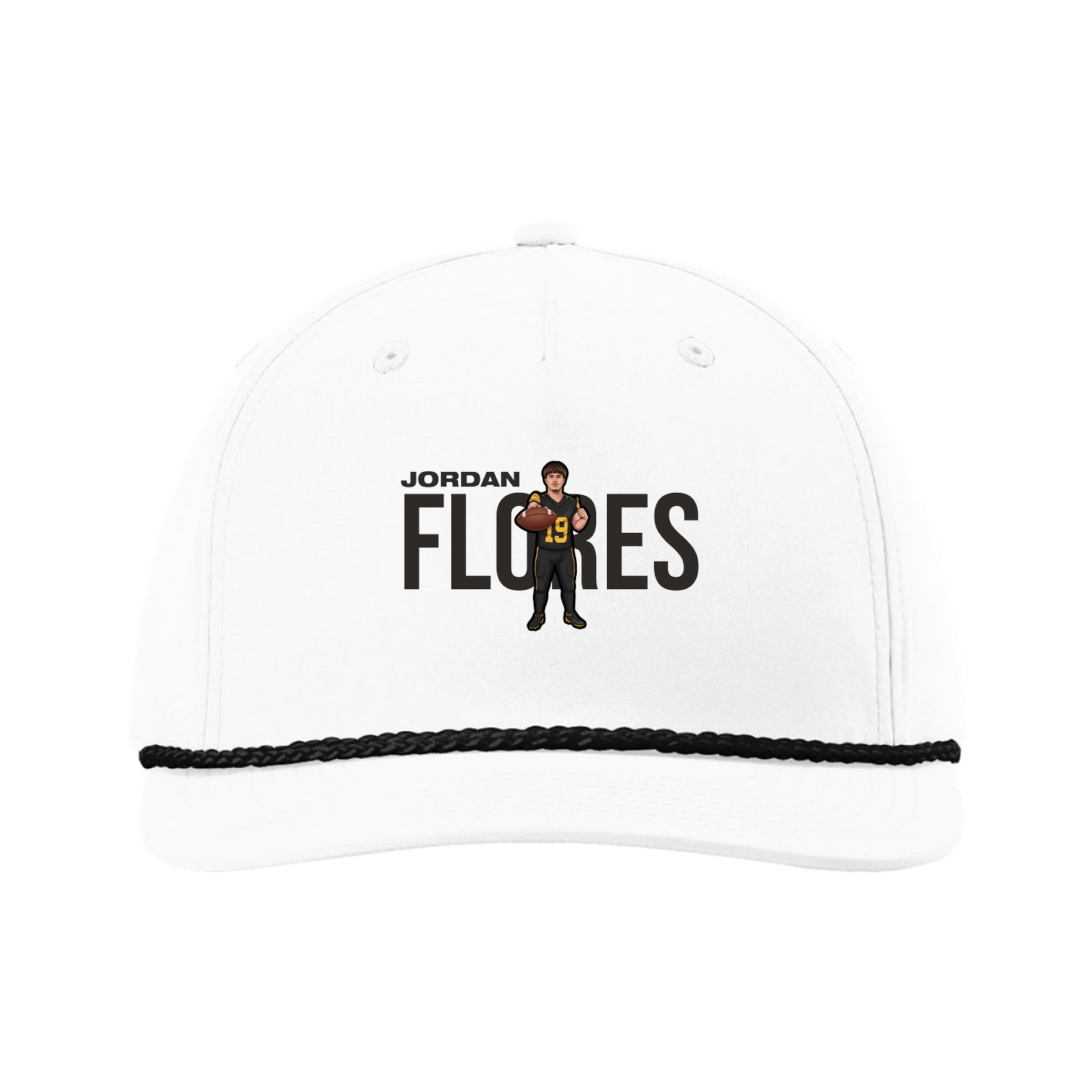 Five-Panel Classic Rope Cap — Player Name in White