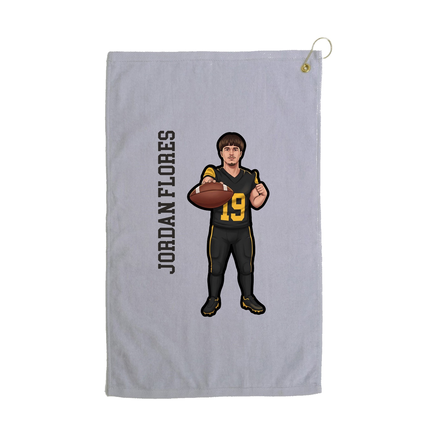 Golf Towel — Name Vertical in Grey