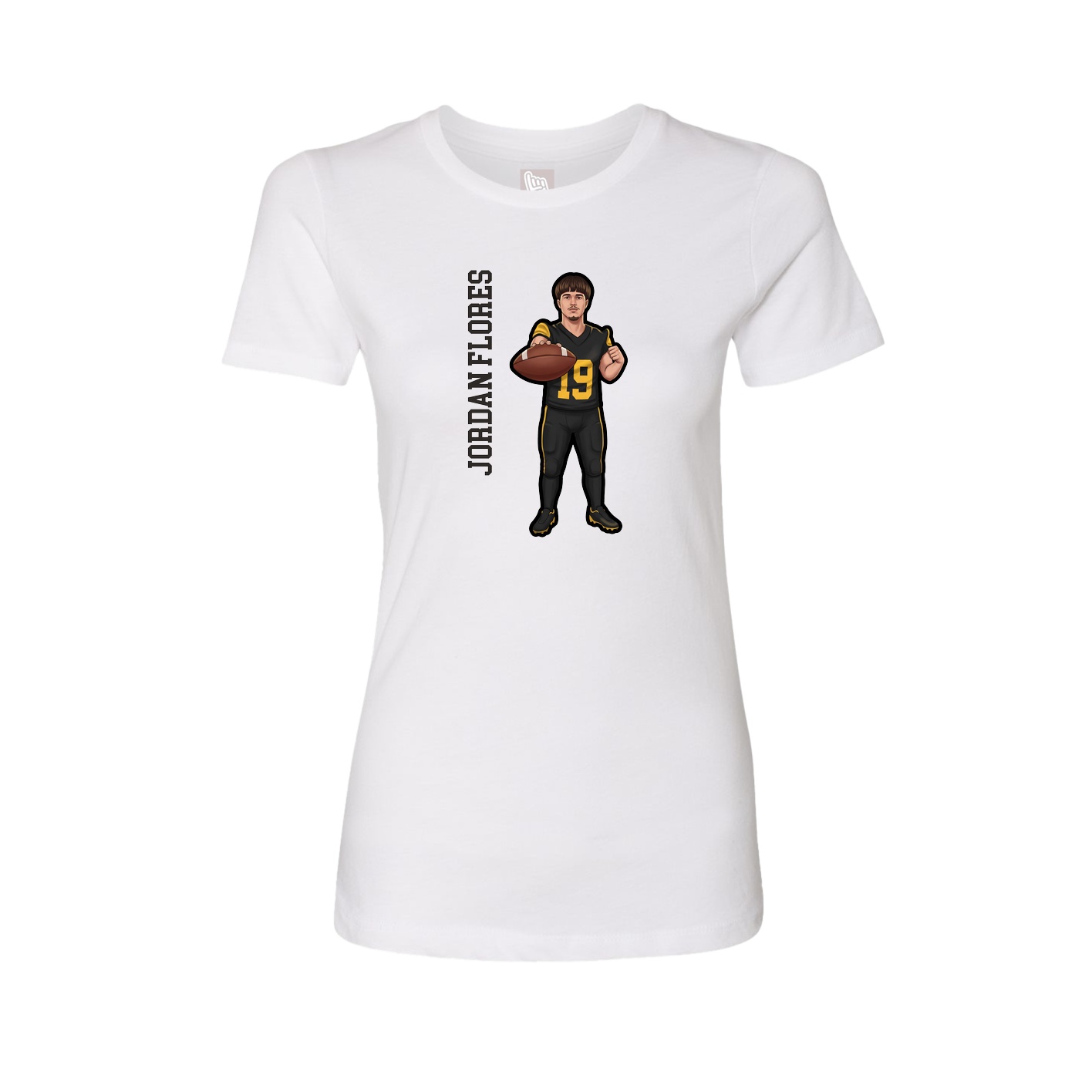 Fitted Women's Tee — Name Vertical in White