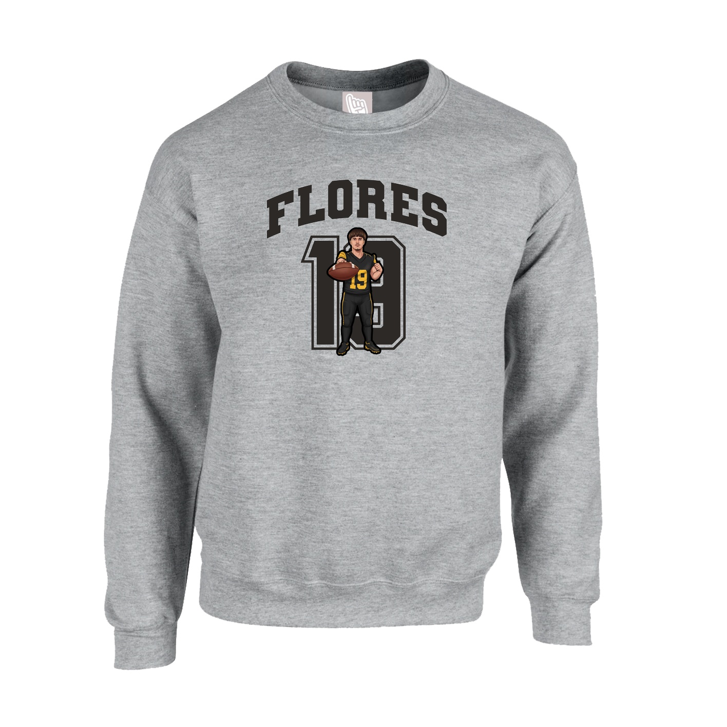 Fleece Crew — Number in Grey