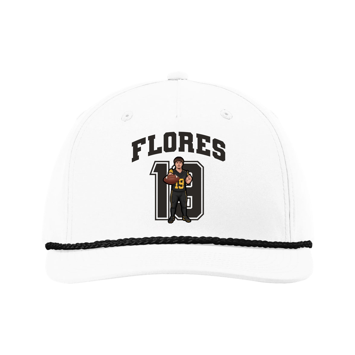 Five-Panel Classic Rope Cap — Number in White