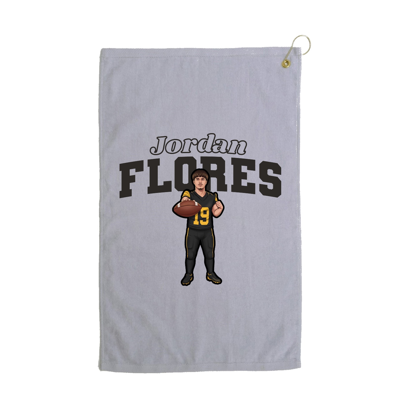 Golf Towel — Name Arch in Grey
