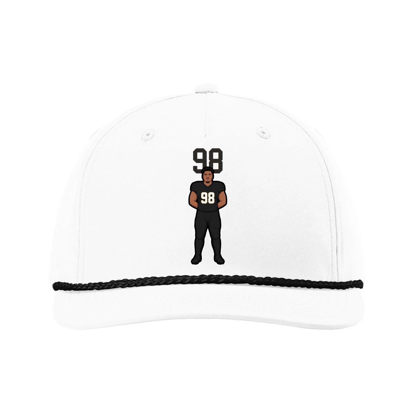 Five-Panel Classic Rope Cap — Number Top in White