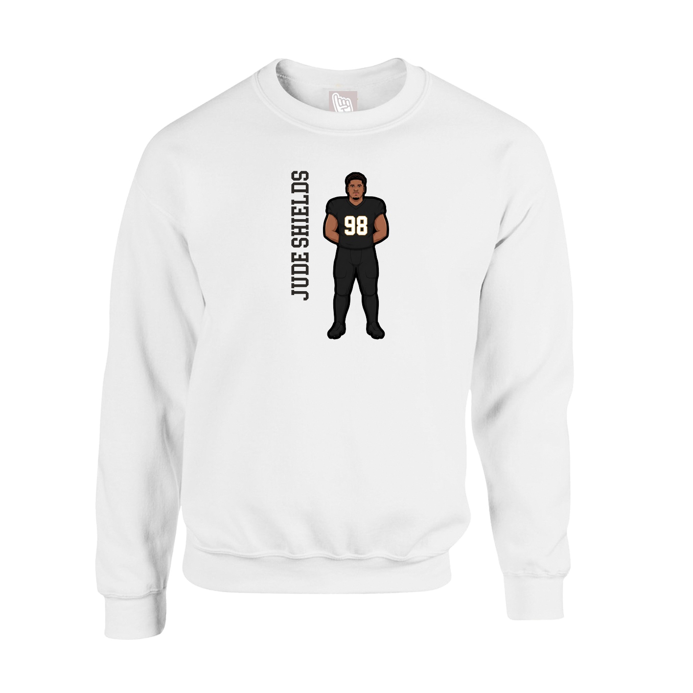 Fleece Crew — Name Vertical in White