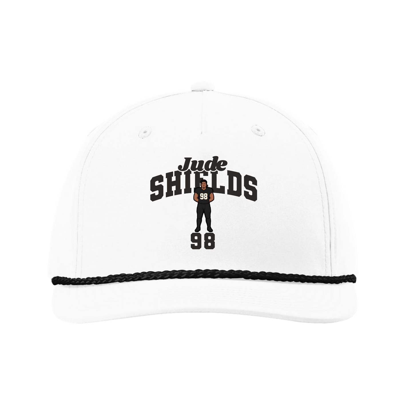 Five-Panel Classic Rope Cap — Signature Arch in White
