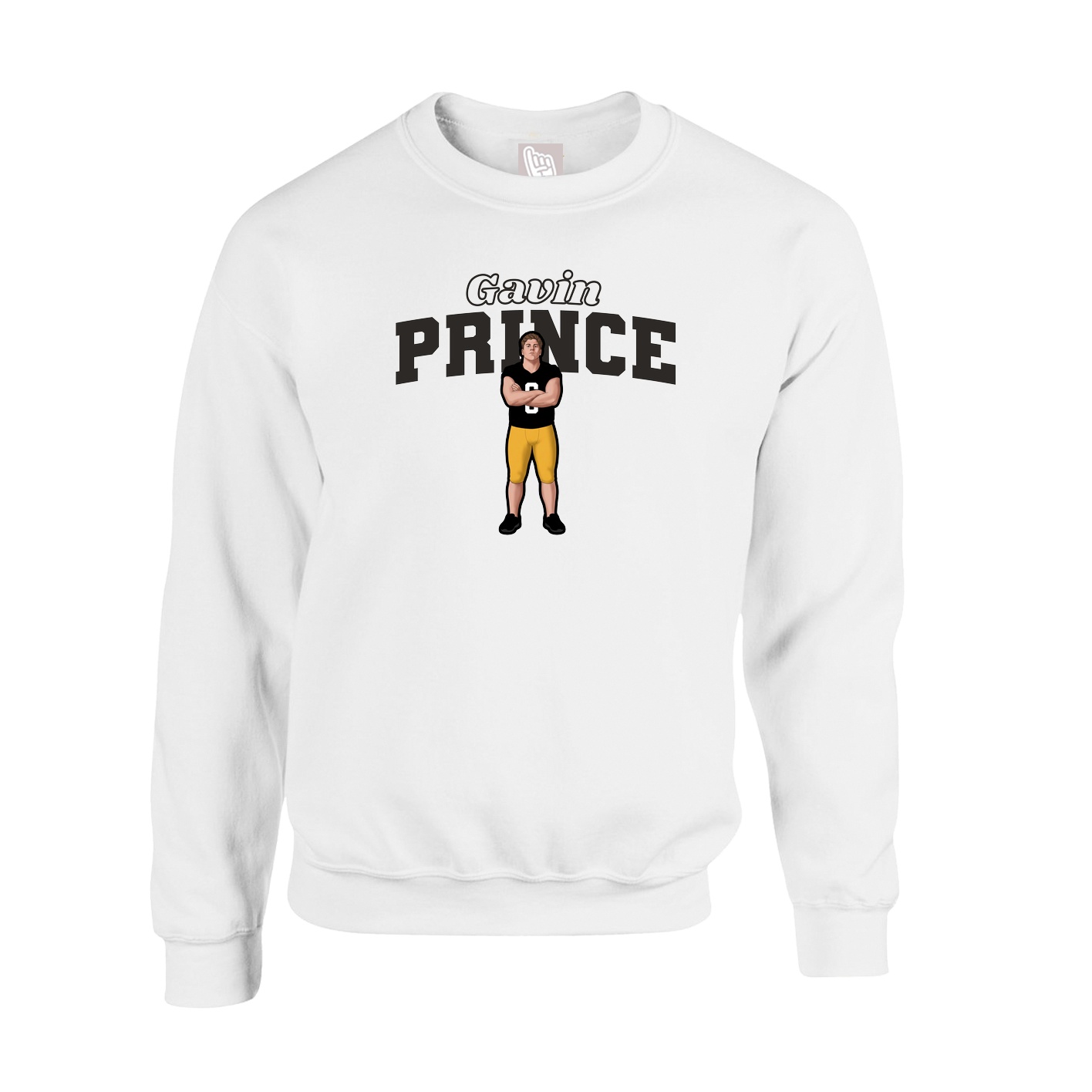Fleece Crew — Name Arch in White