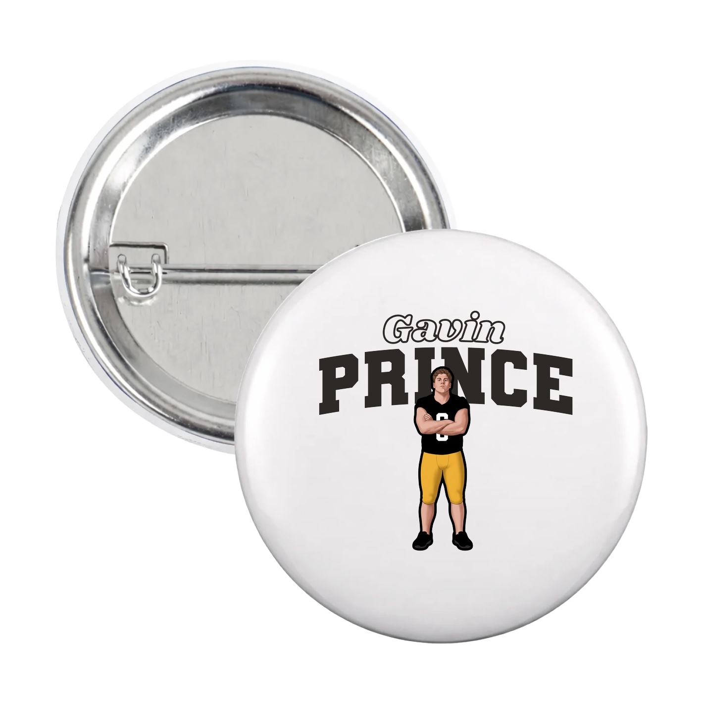 Game Day Button — Name Arch in White