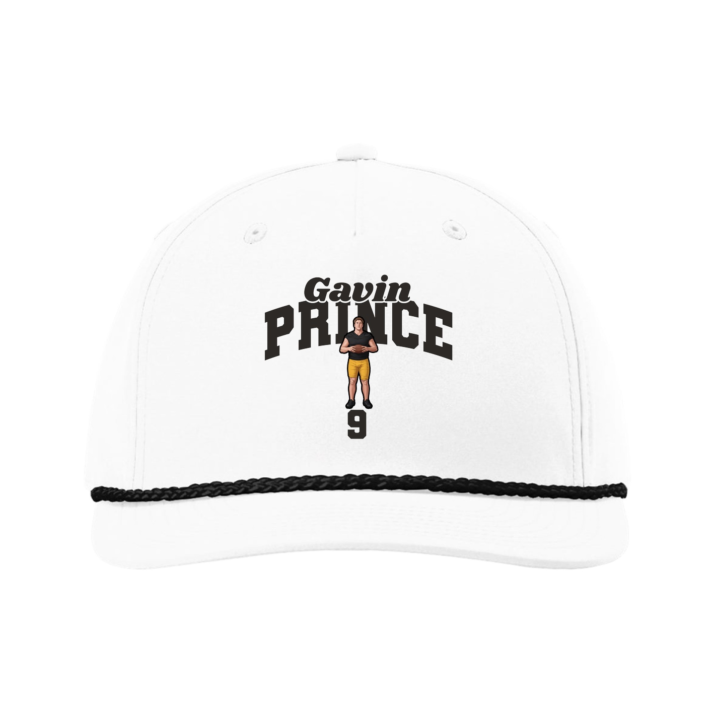 Five-Panel Classic Rope Cap — Signature Arch in White